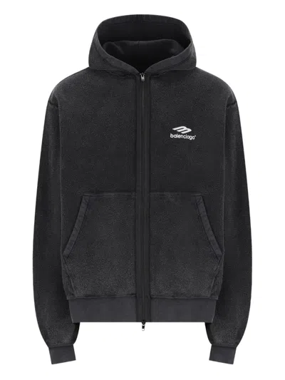 BALENCIAGA LOGO-DETAIL ZIP-UP HOODIE