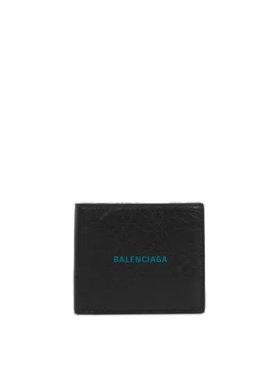 Balenciaga Logo Detailed Cash Square Folded Wallet In Black