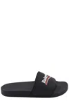 Balenciaga Political Campaign Logo-embossed Slides In Black