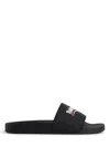 Balenciaga Embossed Logo Slip-on Sandals With Moulded Footbed In Black
