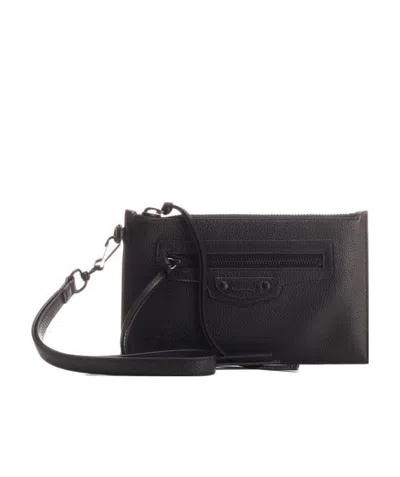 Balenciaga Logo Details Clutch In Black