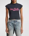 Balenciaga Logo Distressed Crop Shrunk T-shirt In Black