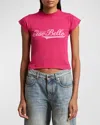 Balenciaga Women's Ciao Bello Shrunk T-shirt In Pink In 5522 Magenta