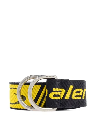 Balenciaga Logo Double-ring Belt In Yellow