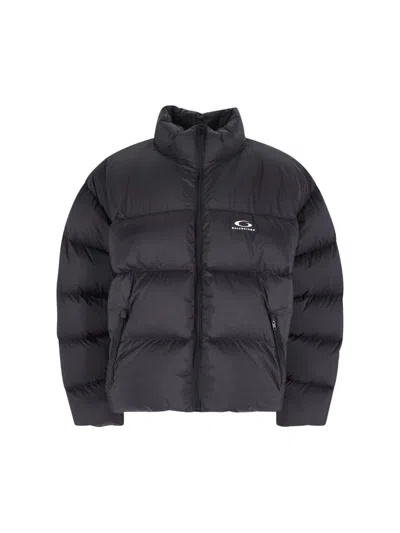 Balenciaga Logo Down Jacket In Black