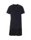 Balenciaga Black Layered Dress With Polo Shirt Style Collar And Safety Pin Detail In Cotton Woman In Black