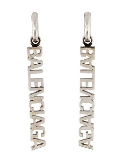 Pre-owned Balenciaga Logo Drop Earrings In Multi