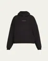 Balenciaga Logo Embellished Cropped Hoodie In Black