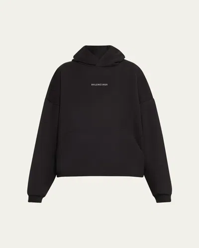 BALENCIAGA LOGO EMBELLISHED CROPPED HOODIE