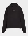 Balenciaga Logo Embellished Cropped Hoodie In Black