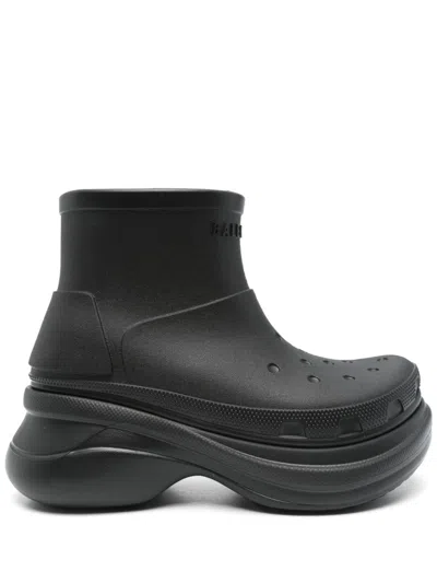 Balenciaga + Crocs Eva Rubber Platform Ankle Boots In Black