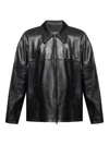 Balenciaga Logo-embossed Leather Jacket In Black