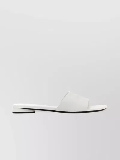 Balenciaga Logo Embossed Leather Square Toe Sandals In White