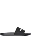 Balenciaga Pool Low Sandals With Logo In Black