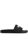 Balenciaga Embossed Logo Slip-on Sandals With Moulded Footbed In Black