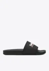Balenciaga Embossed Logo Slip-on Sandals With Moulded Footbed In Black