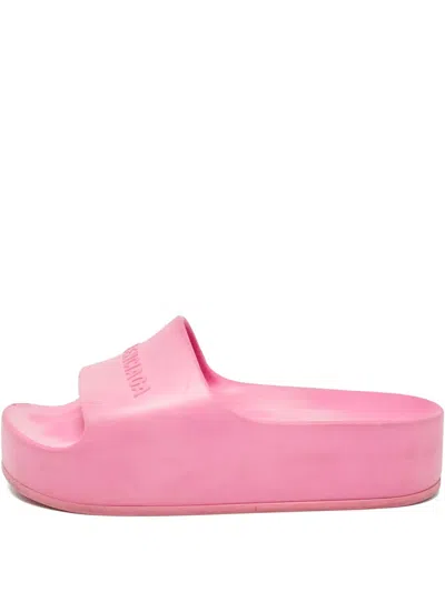 Pre-owned Balenciaga Logo-embossed Slides