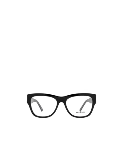 Balenciaga Logo-embossed Square-frame Glasses In Black