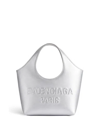 Balenciaga Logo Embossed Top Handle Bag In Silver