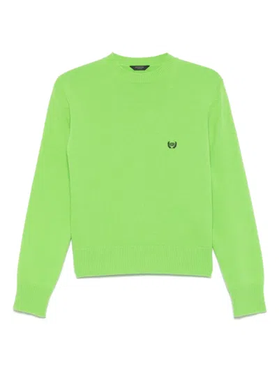 Balenciaga Logo-embroiderde Sweater In Green
