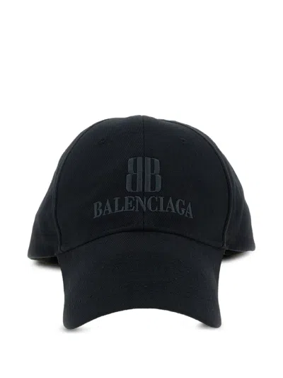 Balenciaga Logo-embroidered Baseball Cap In Black
