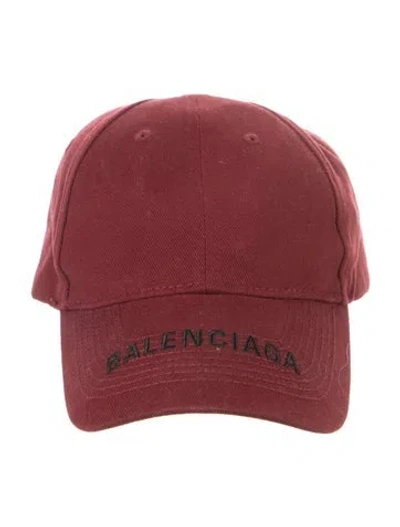 Pre-owned Balenciaga Logo Embroidered Baseball Cap In Burgundy