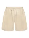 Balenciaga Logo-embroidered Bermuda Shorts In Neutral