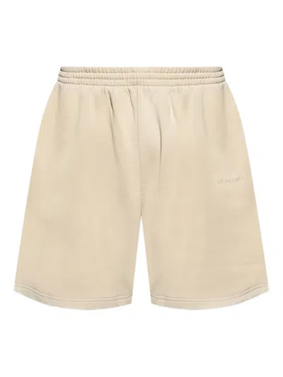 Balenciaga Logo-embroidered Bermuda Shorts In Neutral