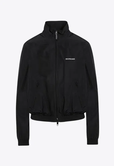BALENCIAGA LOGO EMBROIDERED BOMBER JACKET