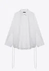 Balenciaga Oversized Button-front Shirt With Drawstring Hem In White