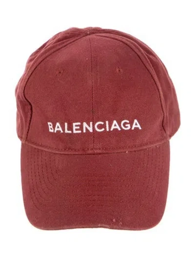 Pre-owned Balenciaga Logo Embroidered Canvas Baseball Cap In Burgundy