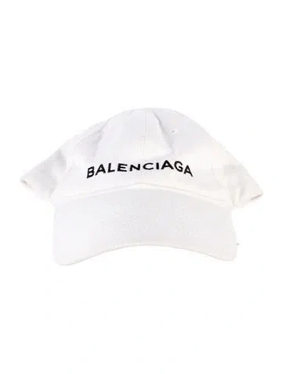 Pre-owned Balenciaga Logo Embroidered Cap In White