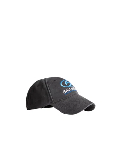 Balenciaga Logo-embroidered Cotton Cap In Black