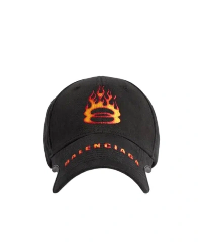 Balenciaga Logo-embroidered Cotton Cap In Black