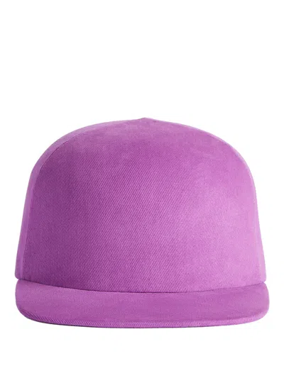 Balenciaga Logo Embroidered Cotton Drill High Rounded Hat In Purple