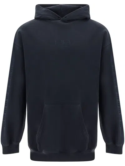 Balenciaga Logo-embroidered Cotton Hoodie In Black