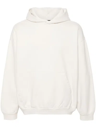 Balenciaga Logo-embroidered Cotton Hoodie In Neutrals