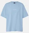 Balenciaga Logo Embroidered Cotton Jersey T-shirt In Blue