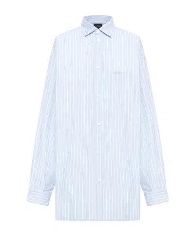 BALENCIAGA BALENCIAGA PINSTRIPED ASYMMETRIC SHIRT