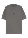 Balenciaga Men Grey Crewneck T-shirt With Logo Embroidery On The Front In Cotton Man In Black