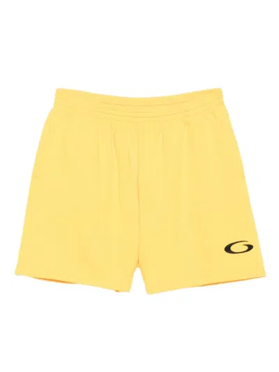 Balenciaga Logo-embroidered Elastic-waist Shorts In Yellow