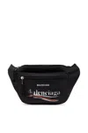 Balenciaga Logo Embroidered Explorer Belt Bag In Black