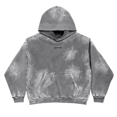 Pre-owned Balenciaga Logo Embroidered Faded Hoodie 'grey' | Men's Size Xl