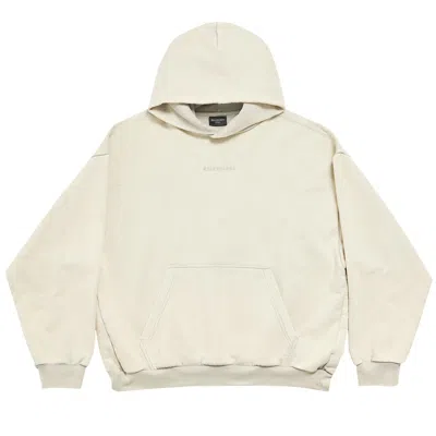 Pre-owned Balenciaga Logo Embroidered Hoodie 'cement Grey' In Tan