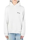 Balenciaga Cotton Hoodie Front Pocket In White
