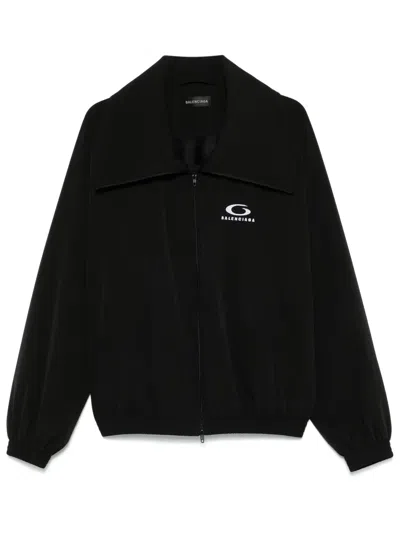 Balenciaga Logo-embroidered Jacket In Black