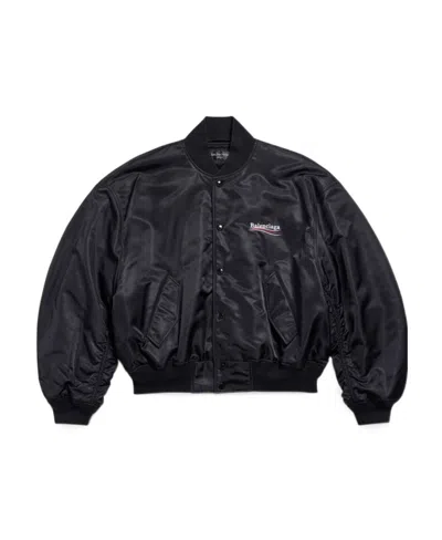 Balenciaga Paris Oversized Bomber Jacket In Black