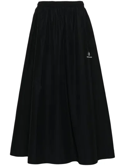 Balenciaga Logo-embroidered Maxi Skirt In Black