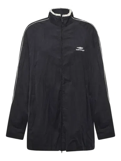 Balenciaga Logo-embroidered Piped Jacket In Black