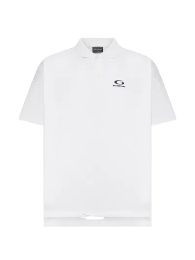 Balenciaga Cotton Pique Polo Shirt With Sport Icon Logo In White